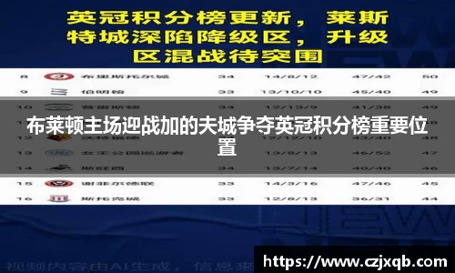 布莱顿主场迎战加的夫城争夺英冠积分榜重要位置